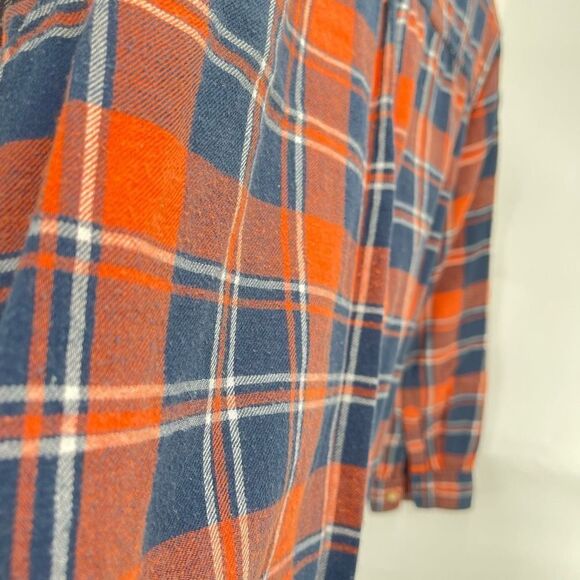 Crazy 8 Boys Button Down Shirt Long Sleeve Plaid Pocket Orange Blue Large 10/12 - Picture 5 of 7